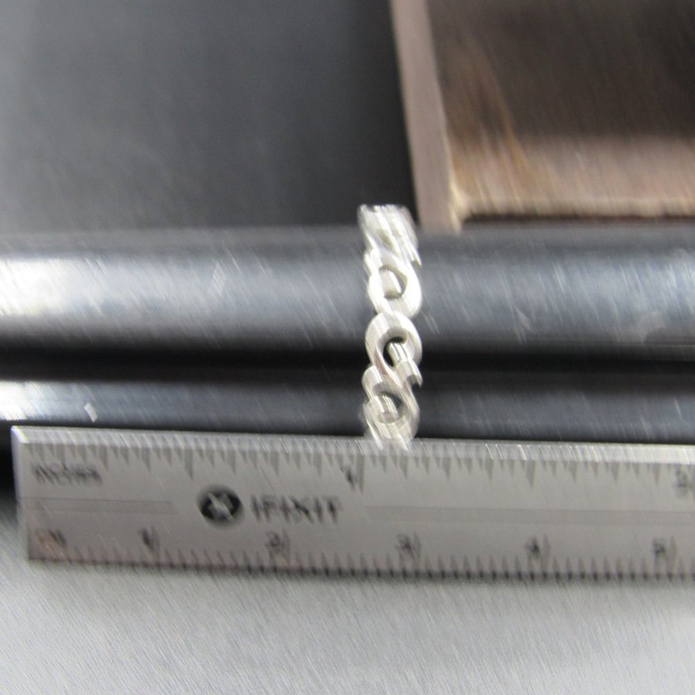 Size 8.75 Sterling Silver Fancy Wind Blowing Band Ring Vintage - Picture 6 of 7